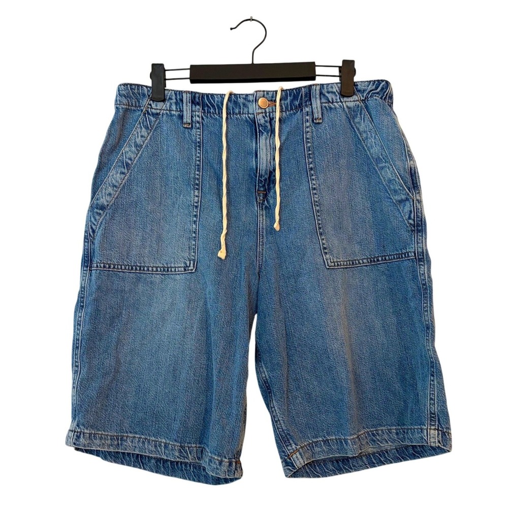 Good American Denim Utility Shorts Medium Wash Drawstring SIZE 8/29